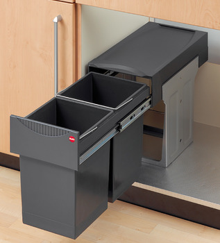 Pull Out Waste Bin, for Hinged Door Cabinets, Hailo Tandem