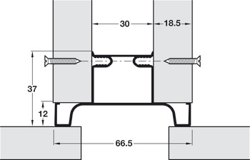 Gola Profile Handle, for Vertical Fixing between Doors, Gola System D