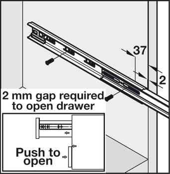 Ball Bearing Drawer Runners, Full Extension, Accuride 3832HDTR Heavy Duty Touch Release
