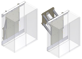 Mounting Frame with Safety Stop Plate, for Diagonally Down/Forward Adjustable Wall Cupboards, Ropox
