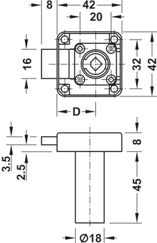 Dead Bolt Rim Lock, with Extended Cylinder Housing, Backset 25 mm, Symo 3000