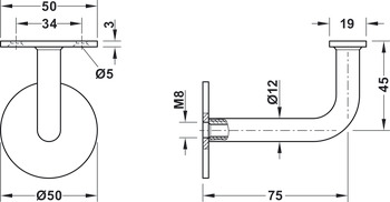 Handrail bracket, 4571, KWS