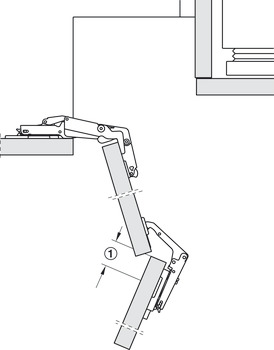 Concealed hinge, Duomatic 70°, full overlay mounting, for corner unit applications
