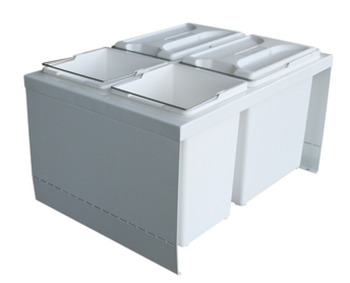 Drawer Box Waste Bin, for Door Front Mounting, 2x 12, 2x 7.5 Litres, Cube 600 S