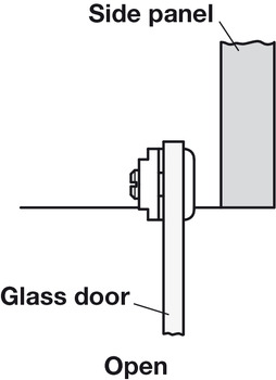 Glass Door Hinge, 90° Pivot, Unsprung, for Max. Glass Thickness 6.8 mm