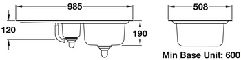 Sink, 1.5 Bowl and Drainer, Rangemaster Chicago CG9852