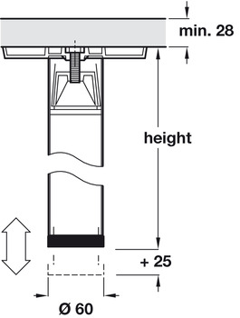 Table Leg, Ø 60 mm, Tubular Steel, Stainless Steel Coloured