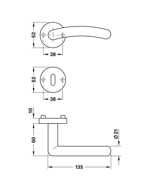 WC Euro Profile 304 Stainless Steel Standard Keyway Lever Handle Set HL06