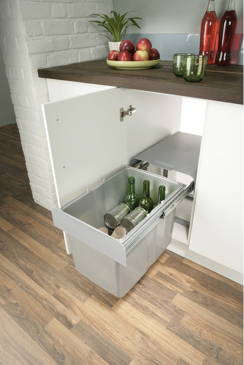 Pull Out Waste Bin, for Hinged Door Cabinets, 1x 34 Litres, Ekko 40 ...