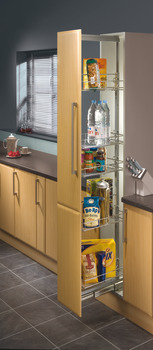 Pull Out Larder Unit, Chrome Linear Wire Baskets, Centre Mounting, Installed Height 1700-2200 mm