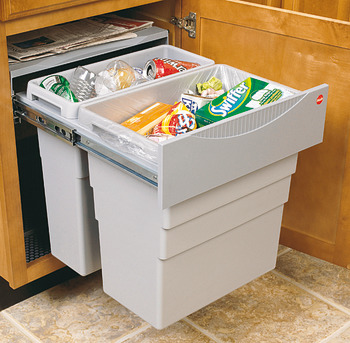 Pull Out Waste Bin, 1 x 19 and 1 x 30 litres, Hailo Easy Cargo 3668-50