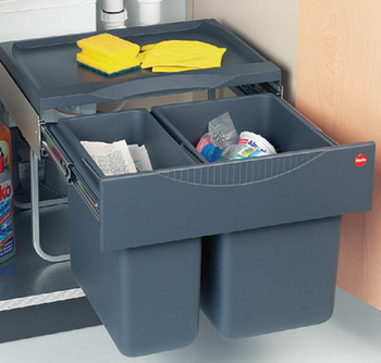 Two compartment waste bin, 1 x 12 and 1 x 18 litres, Hailo Raumspar-Tandem TR Swing