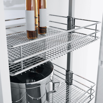 Pull Out Larder Unit, with Saphir Mesh Chrome Wire Storage Baskets, Centre Mounting, Height Adjustable ,Vauth-Sagel VS TAL Larder