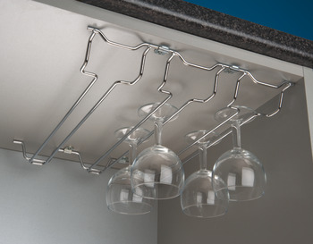 Wine Glass Rack, Chrome Wire, for Wall Cabinets