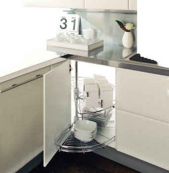 Kitchen Cabinet Cupboard Carousel Set Half Circle Corner Unit Chrome Wire Basket 