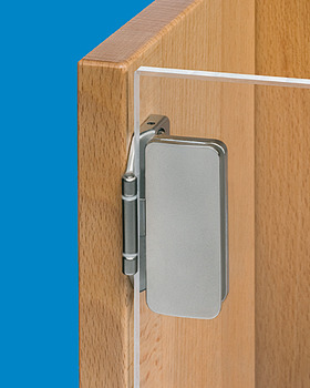 Glass door hinge, inset, 3 mm gap, opening angle 180°