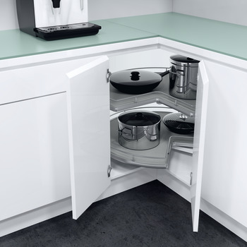 Corner Pull Out Shelving Unit, for Base Cabinets, Pole-Free, Vauth-Sagel VS COR Wheel Pro