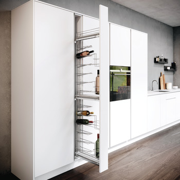 Bottle Pull Out Larder Unit, for Cabinet Width 150 mm, with 16 Bottle Wine Rack Vauth-Sagel VS TAL WIRO