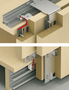 Fitting Set, for Sliding Cabinet and Wardrobe Doors, Hawa Combino 45 H Forslide