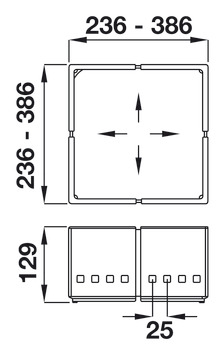 Drawer Insert, Set of 3, Depth 236-386 mm, Graphite Finish, Cuisioflex