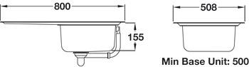 Sink, Single Compact Bowl and Drainer, Rangemaster Michigan MG8001