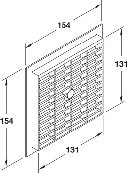 Ventilation Grille, for Recess Mounting, with Flanged Rim, 154 x 154 mm
