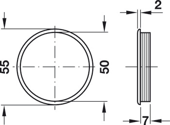 Ventilation Trim, for Recess Mounting, Ø 55 mm, Plastic