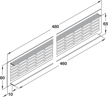 Ventilation Grille, for Recess Mounting, 480 x 80 mm