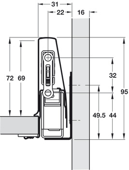 Drawer side runner system, 35 kg, 92 mm High, Grey