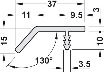 Profile Handle, Aluminium, effective length 2,400 mm