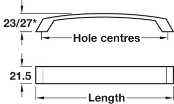 Bow Handle, Aluminium, Fixing Centres 160-192 mm, Tavistock