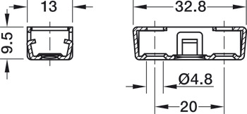 Clip Cabinet Connector, Internal Element RV/U-T3