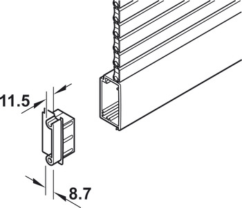 Lock Strip Guide, for Tambour Doors, Plastic