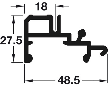 Top and Bottom Guide Rails, for Flush Sliding Wardrobe Doors, Häfele PS40