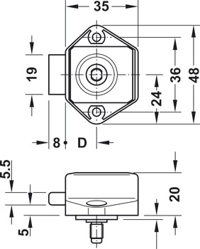 Rim Lock, Mini Push-Lock Case, Backset 15 mm
