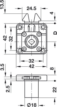 Rim Lock Case, Roller Shutter, Backset 24.5 mm, Symo 3000