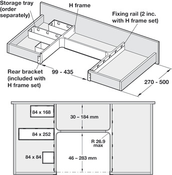 Storage System for Under Sink Drawers, H Frame Set, Ninka Banio