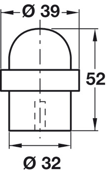 Door Stop, Floor Mounted, Ø 39 mm, Stainless Steel, Rubber Buffer, Startec