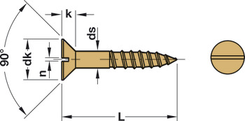 Wood Screw, Countersunk Head, Din 97 with Single Slot