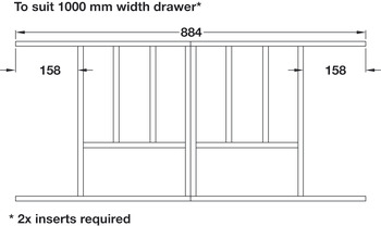 Wooden Cutlery Insert, for Drawer Width 400-1000 mm