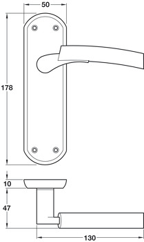 Lever Handles, on Backplates for Latch, Zinc Alloy, Arkles