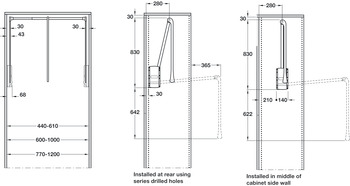Wardrobe lift, For internal cabinet width 770-1,200 mm
