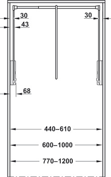 Wardrobe lift, For internal cabinet width 770-1,200 mm