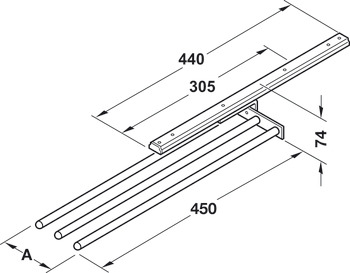 Towel rail, aluminium/plastic, extending