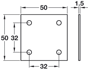Connecting Plate, Square, Screw Fixing