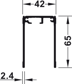 Single guide track, top, for screw fixing, height 65 mm, pre-drilled