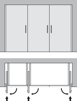 Complete Set, for Pivot Sliding Cabinet Doors, Soft Closing, Hawa-Concepta
