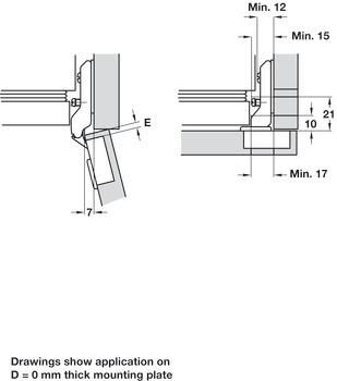 Concealed Cup Hinge, 110° for Cabinet with Refrigerator, Keyhole Fixing Arm