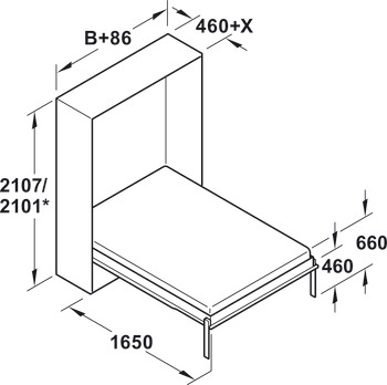 Foldaway Bed Fittings, Häfele Teleletto Style