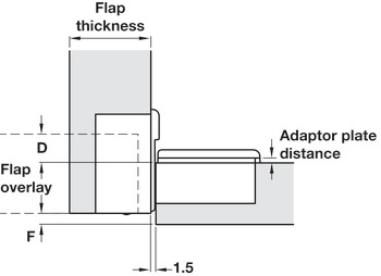Flap Hinge, 90°, for Flaps up to 28 mm Thickness, Tiomos
